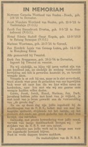 Advertentie van KP-genoten (Delpher.nl uit: Het Parool 16 april 1945)